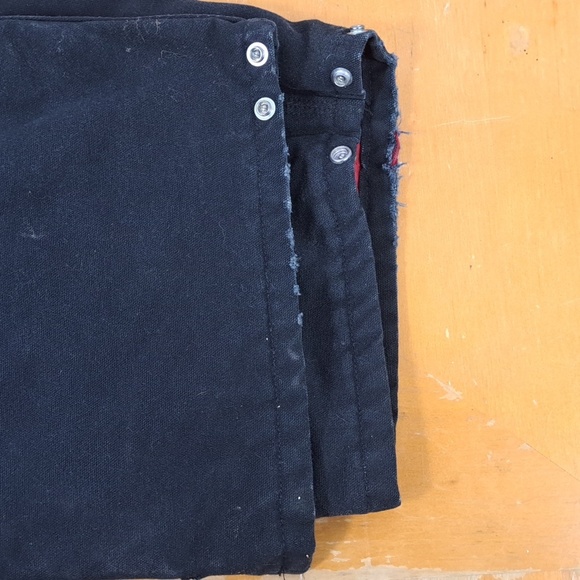 Carhartt canvas Duck bib red quilt double knee 1/2 zip 42/30 black overalls - Picture 8 of 8